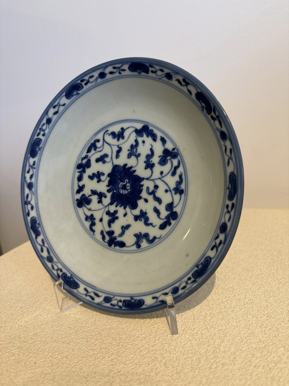 Blue Twisting Flower Plate - Qianlong Period Qing Dynasty 1736-1796