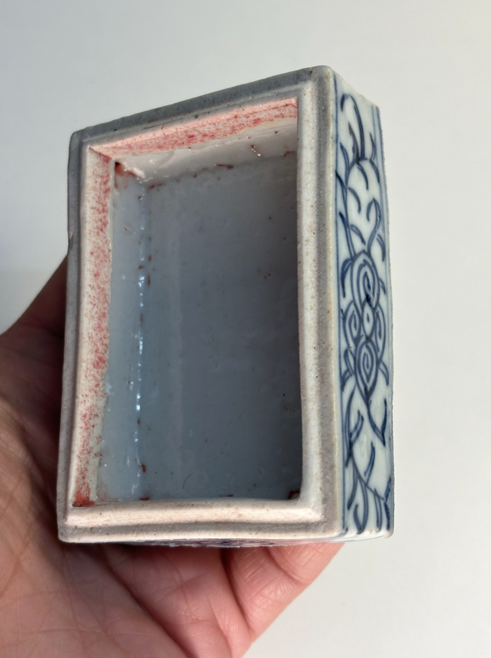 Blue and White Flower Ceramic Ink box mid-Qing Dynasty - Image 3